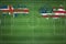 Iceland vs United States Soccer Match, national colors, national flags, soccer field, football game, Copy space