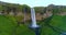 Iceland waterfall drone video aerial of famous waterfall Seljalandsfoss in Icelandic nature. Tourist attractions and
