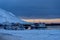 Iceland winter landscape view water harbour twilight sunli