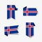 Icelandic flag stickers and labels. Vector illustration.