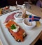 Icelandic food sample platter with fermented shark