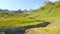 Icelandic green nature around Kirkjufell mountain in the snaefellsnes peninsula