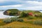 Icelandic Landscape with Cottage at Mivatn Lake Coastline