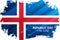 Icelandic Republic Day, 17th june celebrate banner with brush stroke in colors of the national flag of Iceland.