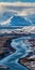 Icelandic River With Snowy Mountains In Magali Villeneuve Style