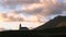 Icelandic small church against the sky at sunset. Andreev.