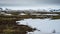 Icelandic snow covered landscape in springtime in Iceland