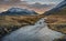 Icelandic Sunset Over River and Snaefellsjokull Volcano