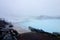 Icelandic thermal nature baths full of fog and white healing water