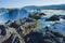 Icelandic waterfall in iceland, Godafoss, beautiful vibrant summer panorama picture view