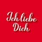 Ich liebe Dich calligraphy hand lettering in red background. I Love You in German. Valentines day typography poster. Vector