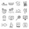 Ichthyology fish icons set, outline style