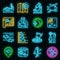 Ichthyology icons set vector neon