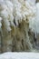 Icicle formations in a frozen waterfall in Colchester, Connecticut