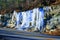 Icicles hang from the rocks along the road passing through Red River Gorge