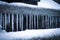 Icicles hanging on a step - frost, winter concept