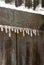 Icicles on wooden fence