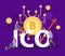 ICO Cryptocurrency Flat Composition