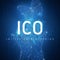 ICO initial coin offering hud banner with hands and butterfly