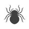 Icon absolutely black spider. Vector on a white background