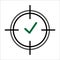 The icon is aimed at the correct tick. Vector illustration