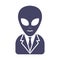 Icon of an alien in a suit on a white background. conspiracy masons theory.