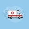 Icon of an ambulance on a blue background for a site