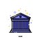 Icon of ancient roman building for bank concept. Flat filled outline style. Pixel perfect 64x64. Editable stroke