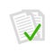 Icon of approved loan. Checklist, file, document. Paperwork concept. Can be used for topics like qualification, business,