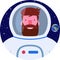 Icon astronaut bearded smiling man in space suit