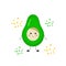 The icon of the avocado. Happy avocado girl smiles
