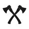 Icon of an axe. Two crossed axes. Simple design, stock illustration