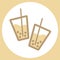 Icon of bevarages famous delicious asian bubble tea logo for cafe or restaurant. Design fashion menu