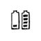 Icon black Hand drawn Simple outline Battery symbol. vector Illustrator. on white background