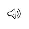 Icon black Hand drawn Simple outline Medium speaker volume web symbol. vector Illustrator. on white background