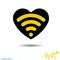 Icon black heart is symbol remote internet access. Vector in love. Valentines day for wireless and wifi network.