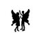 Icon black silhouette of abstract couple dancing man and woman with butterfly wings