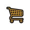 Icon in black and yellow-the style of a grocery cart in the store. Online and offline shopping