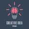 Icon of brain in lightbulb. Creative idea logo template. Clean and modern vector illustration.