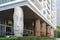 Icon Brickell condo\\\'s with hundred breathtaking columns modeled after Maoi structures of Easter Island. Miami, Florida