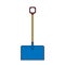 Icon of building a beautiful shovel with a wooden handle for cleaning snow. Garden snowblower on a white background. Vector