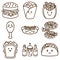 icon bundle of cute line doodle fast food burrito burger burrito france fries fried chicken hot dog pizza sandwich taco soft drink