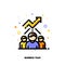 Icon with business team and chart of increasing income for financial growth concept. Flat filled outline style. Pixel perfect