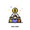 Icon with business team and dollar sign for partner program or referrals network concept. Flat filled outline style. Pixel perfect