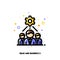 Icon of business team and gear for technical project development optimization concept. Flat filled outline style. Pixel perfect