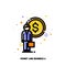 Icon of businessman with briefcase on a background of money for leading mutual fund investment companies portfolio concept