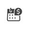 Icon of Calendar with Dollar Sign. Day of Salary, Payment, Accrual of Cash Dividends Concept. Time Management Sign