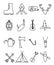 Icon camping hand drawn vector set art illustration