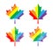 Icon Canada maple leaf. Rainbow gay and lesbian equality symbol LGBT. Vector illustration for gay-pride design, t-shirt.