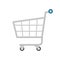 Icon cart for shopping online isolated on white, illustration basket for purchase in online shop, trolley cart symbol for e-